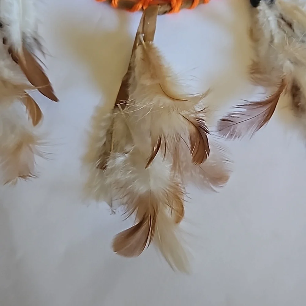 Hand Crafted Dreamcatcher Crochet orange handmade knit floral fall decor